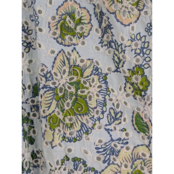 7 For All Mankind Eyelet Peplum Button Front Blouse Floral Romantic Peasant XS - Picture 5 of 9